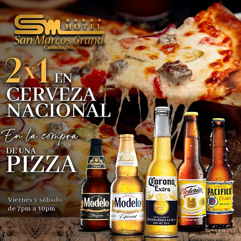 cerveza nacional al 2x1 hotel san marcos grand